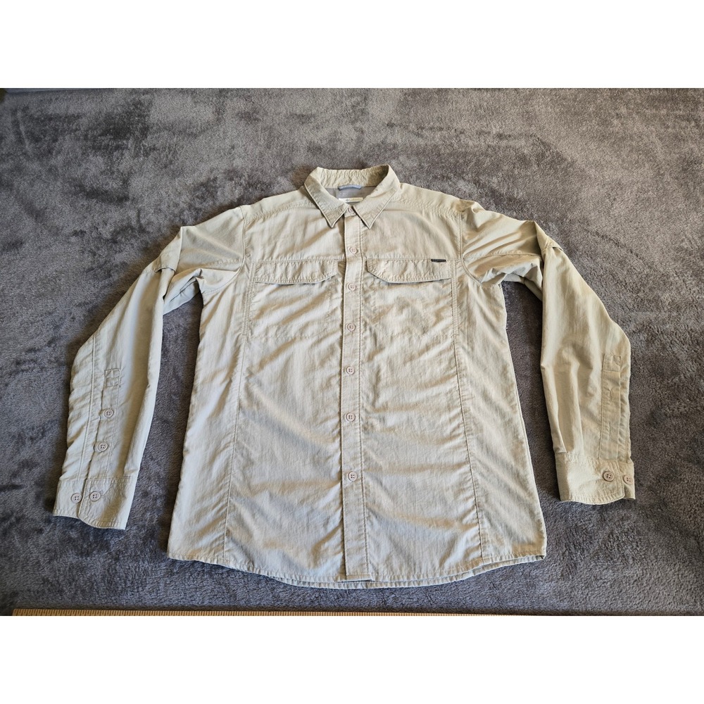 Columbia Button Up Shirt Women Small Khaki Excellent Omni-Shade Hiking Utility